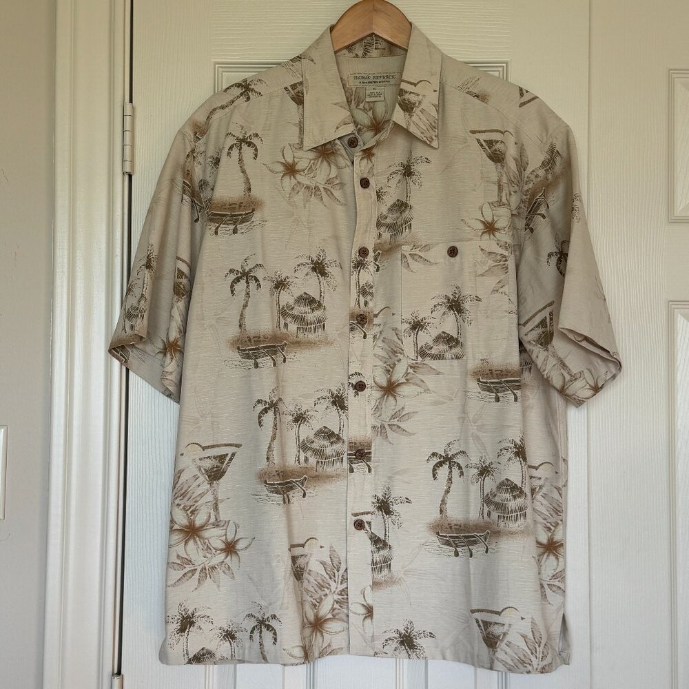 Island Republic Vintage 100% Silk Tropical Aloha Camp Shirt – Men’s XL